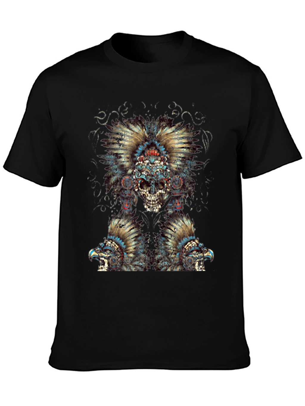 Skull Headdress Graphic Tee - Edgy Style