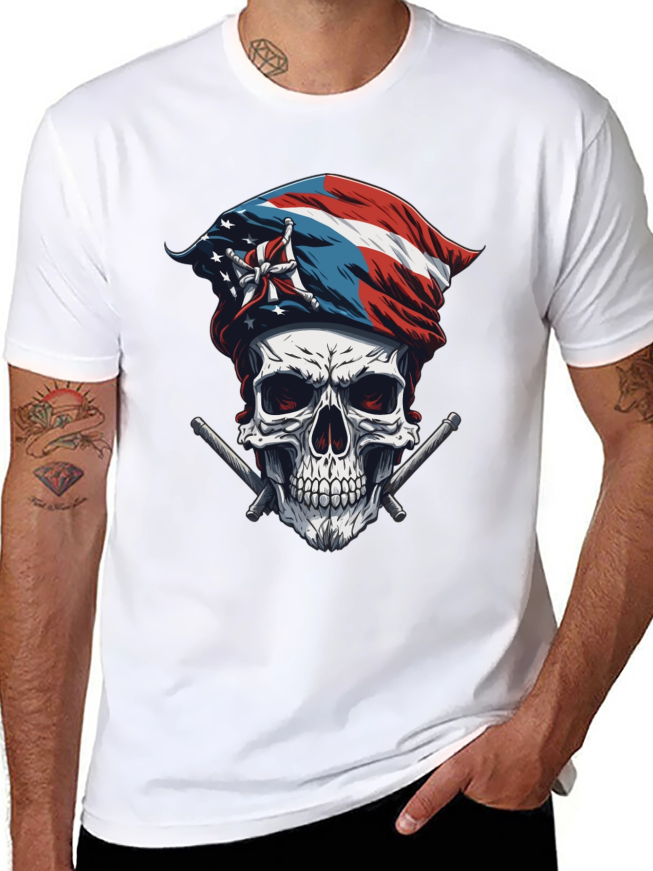 Puerto Rico Skull & Flag T-Shirt