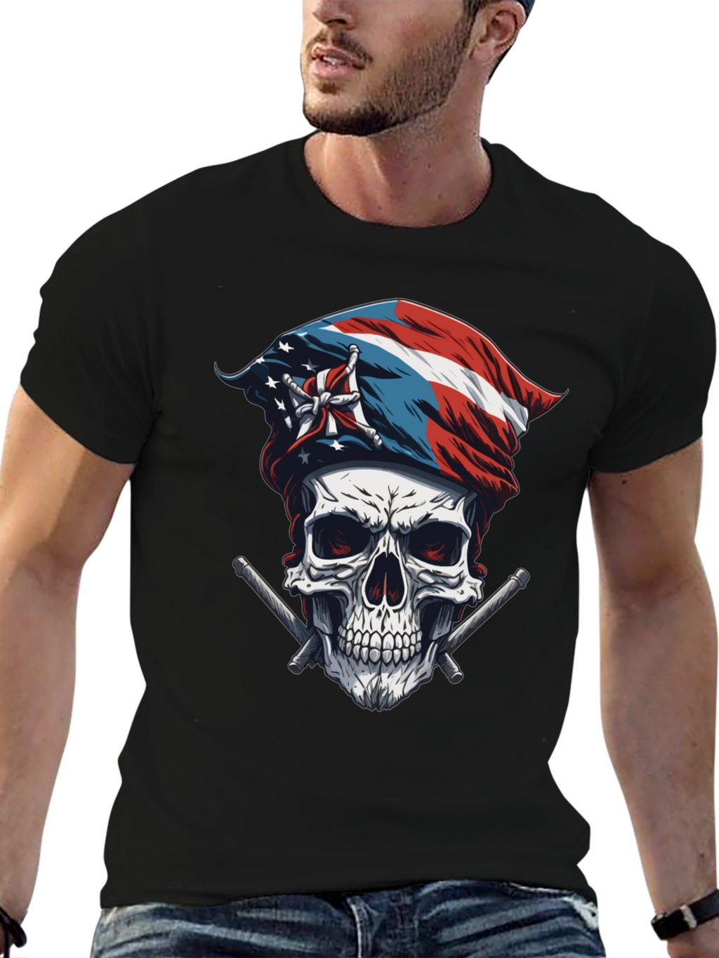 Puerto Rico Skull & Flag T-Shirt