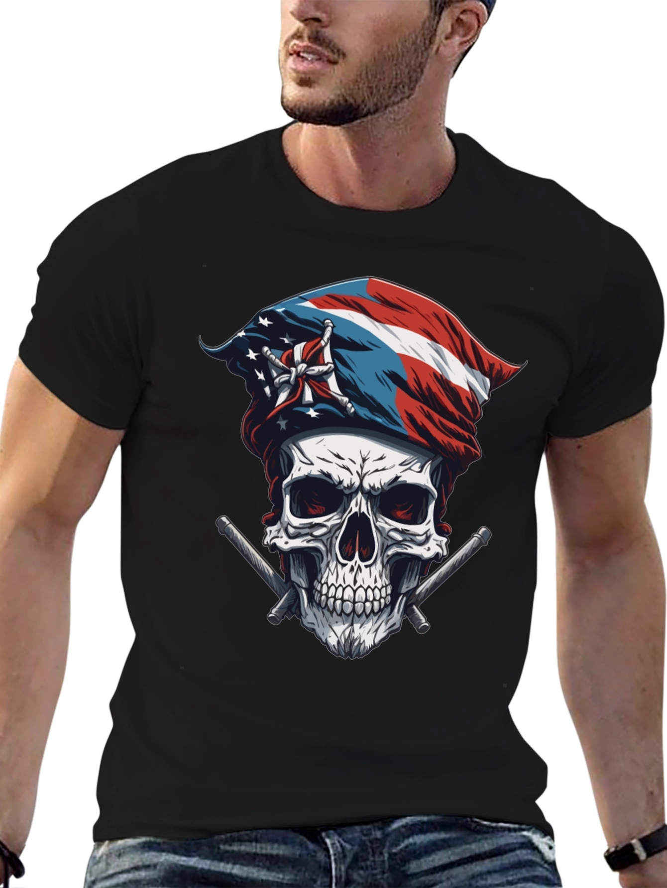 Puerto Rico Skull & Flag T-Shirt