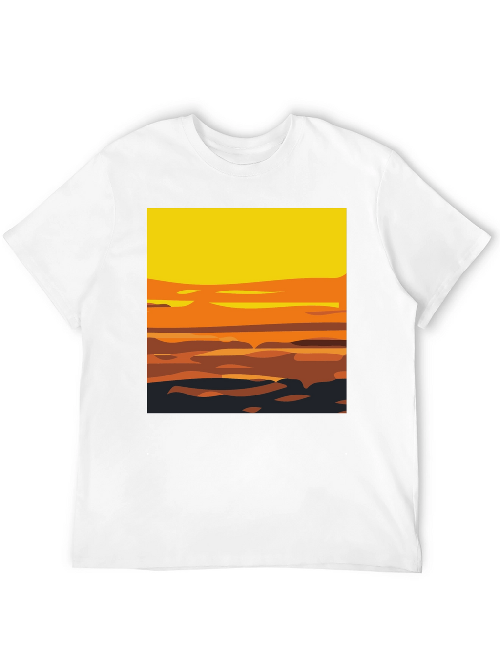 Sunset Graphic Tee - Stylish Mens Black T-Shirt