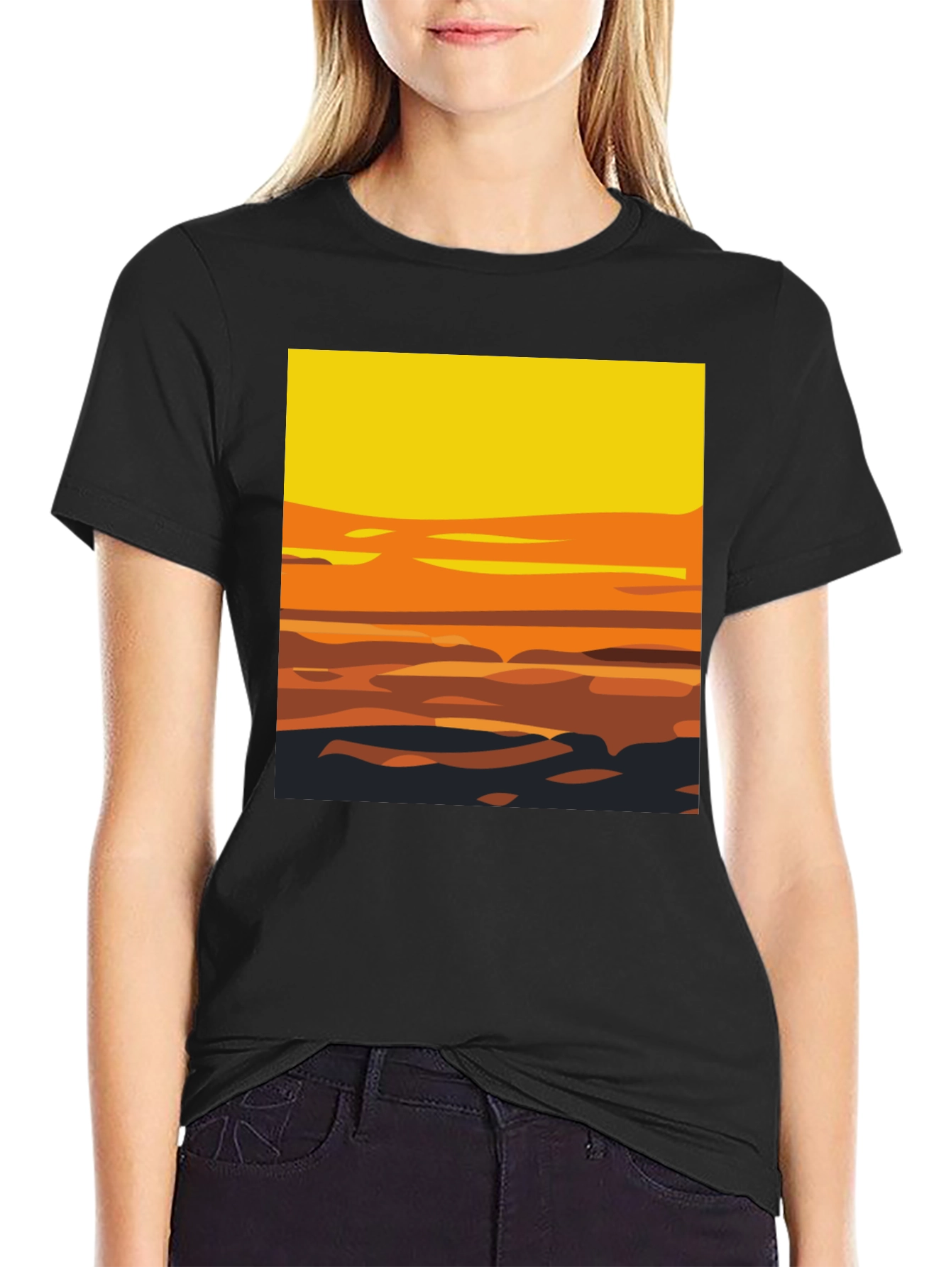 Sunset Graphic Tee - Stylish Mens Black T-Shirt