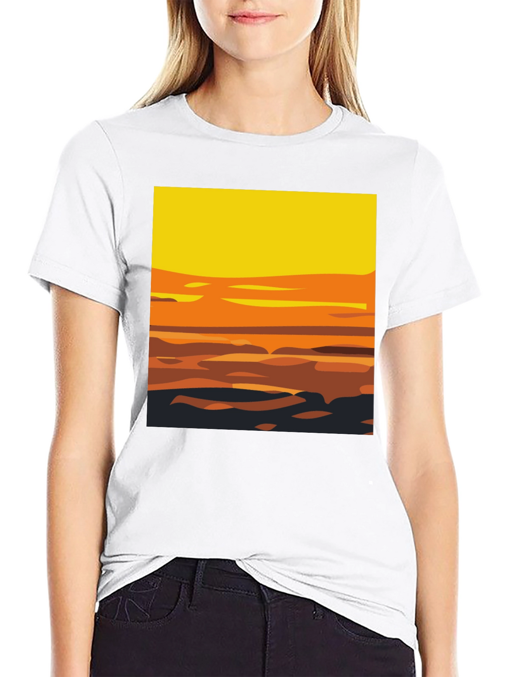Sunset Graphic Tee - Stylish Mens Black T-Shirt