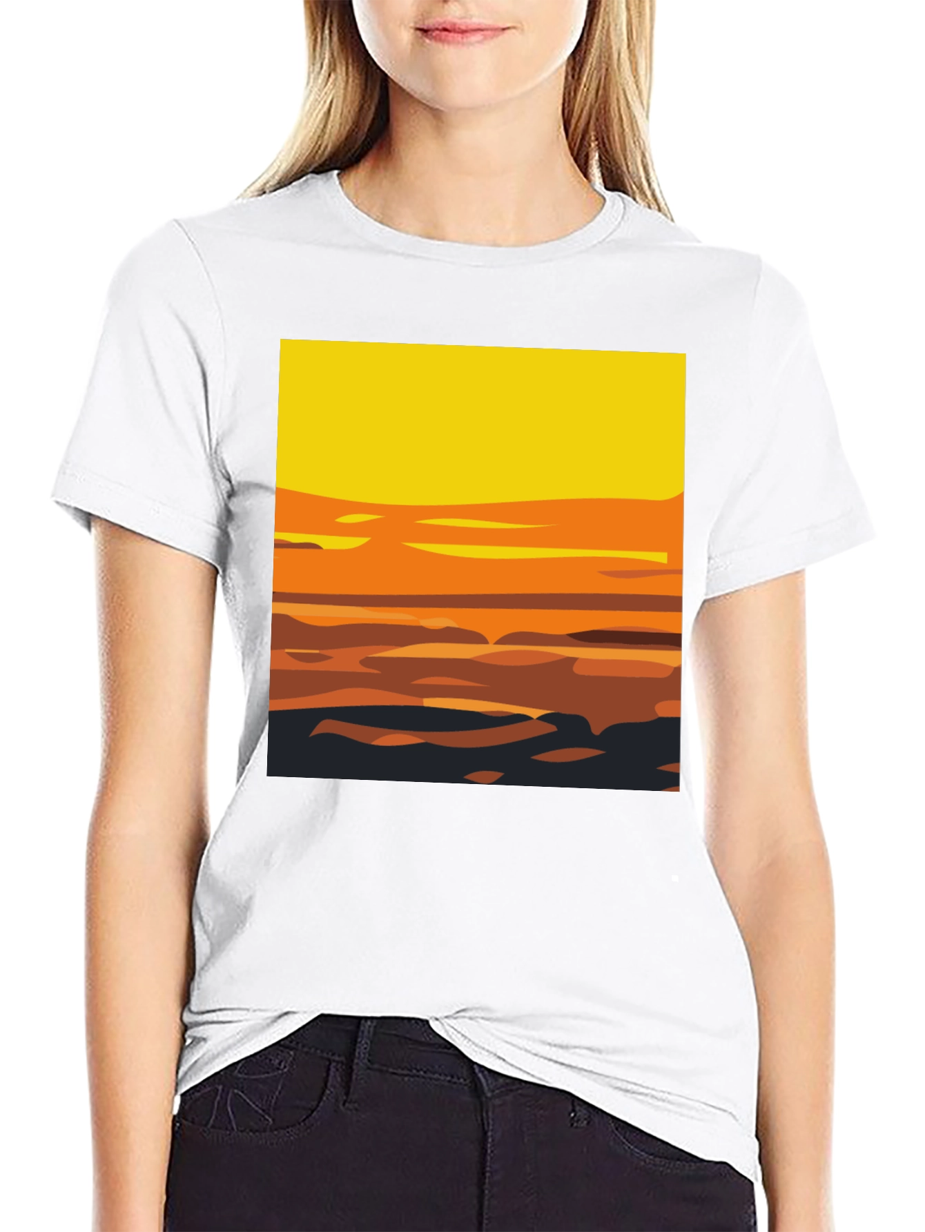 Sunset Graphic Tee - Stylish Mens Black T-Shirt