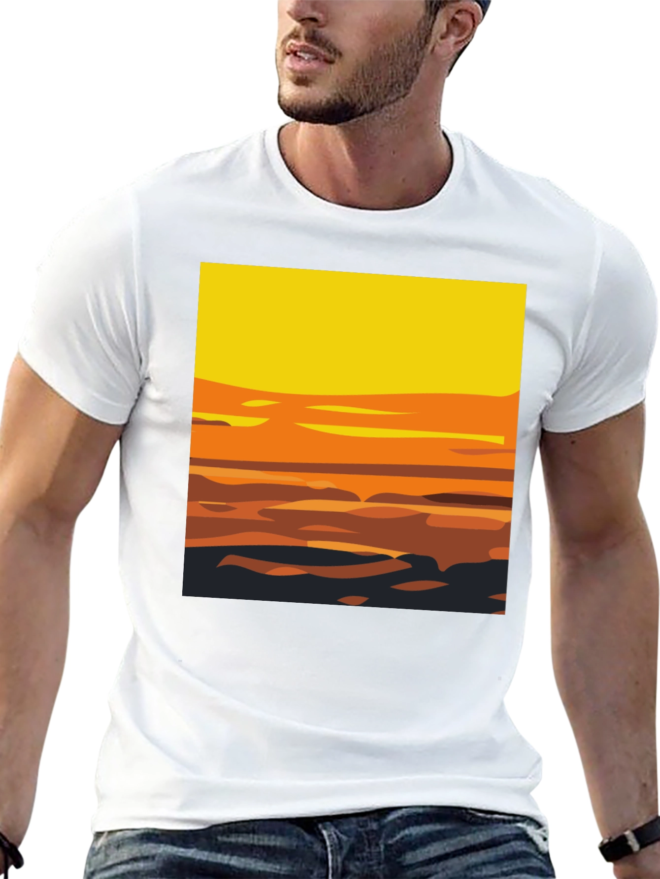 Sunset Graphic Tee - Stylish Mens Black T-Shirt