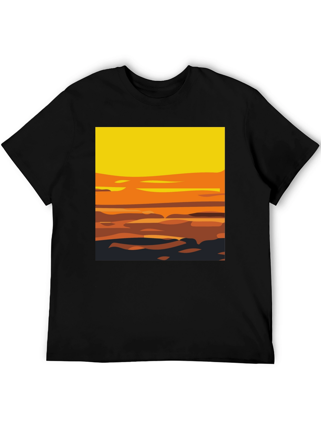 Sunset Graphic Tee - Stylish Mens Black T-Shirt
