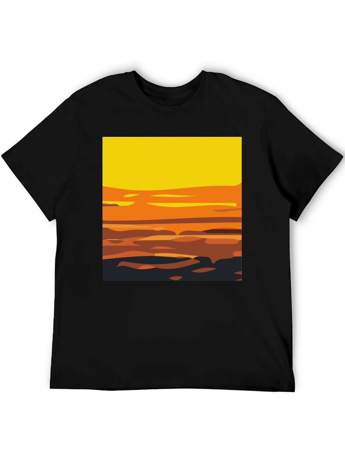 Sunset Graphic Tee - Stylish Mens Black T-Shirt