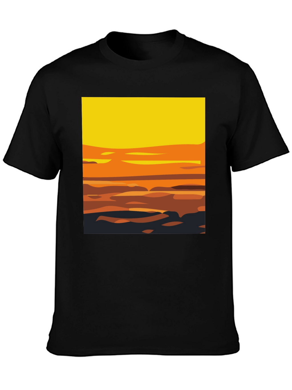 Sunset Graphic Tee - Stylish Mens Black T-Shirt