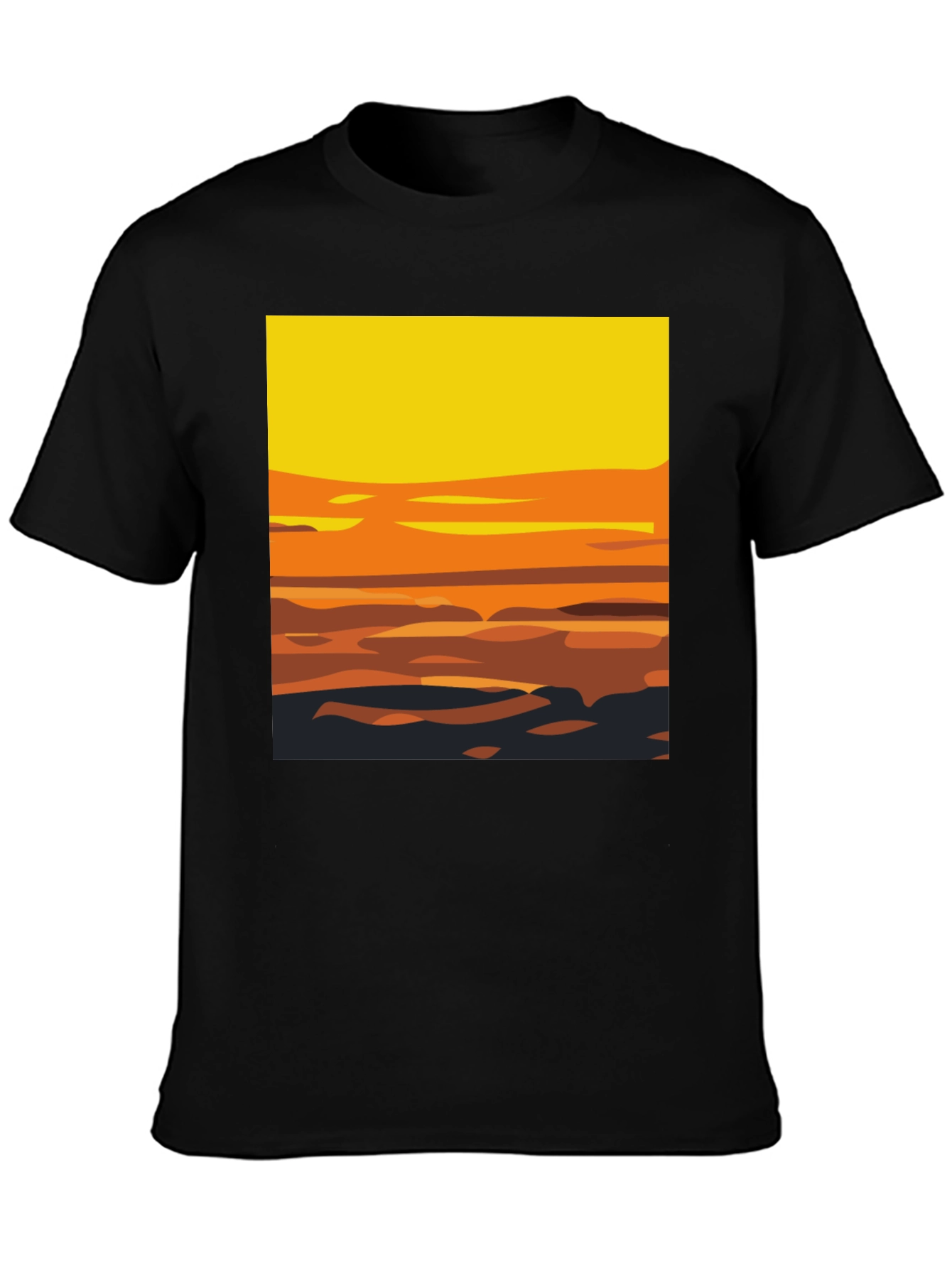 Sunset Graphic Tee - Stylish Mens Black T-Shirt