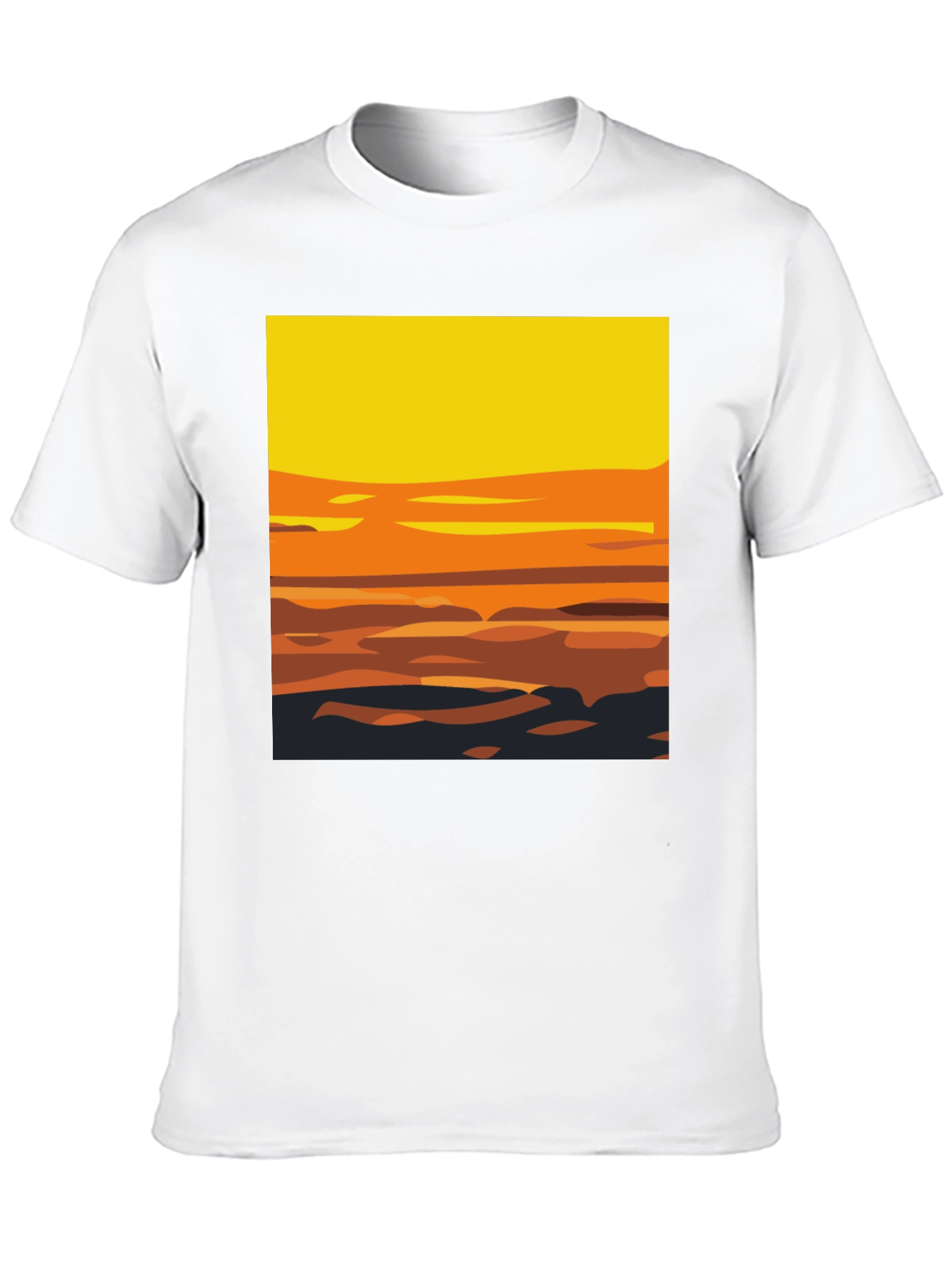 Sunset Graphic Tee - Stylish Mens Black T-Shirt