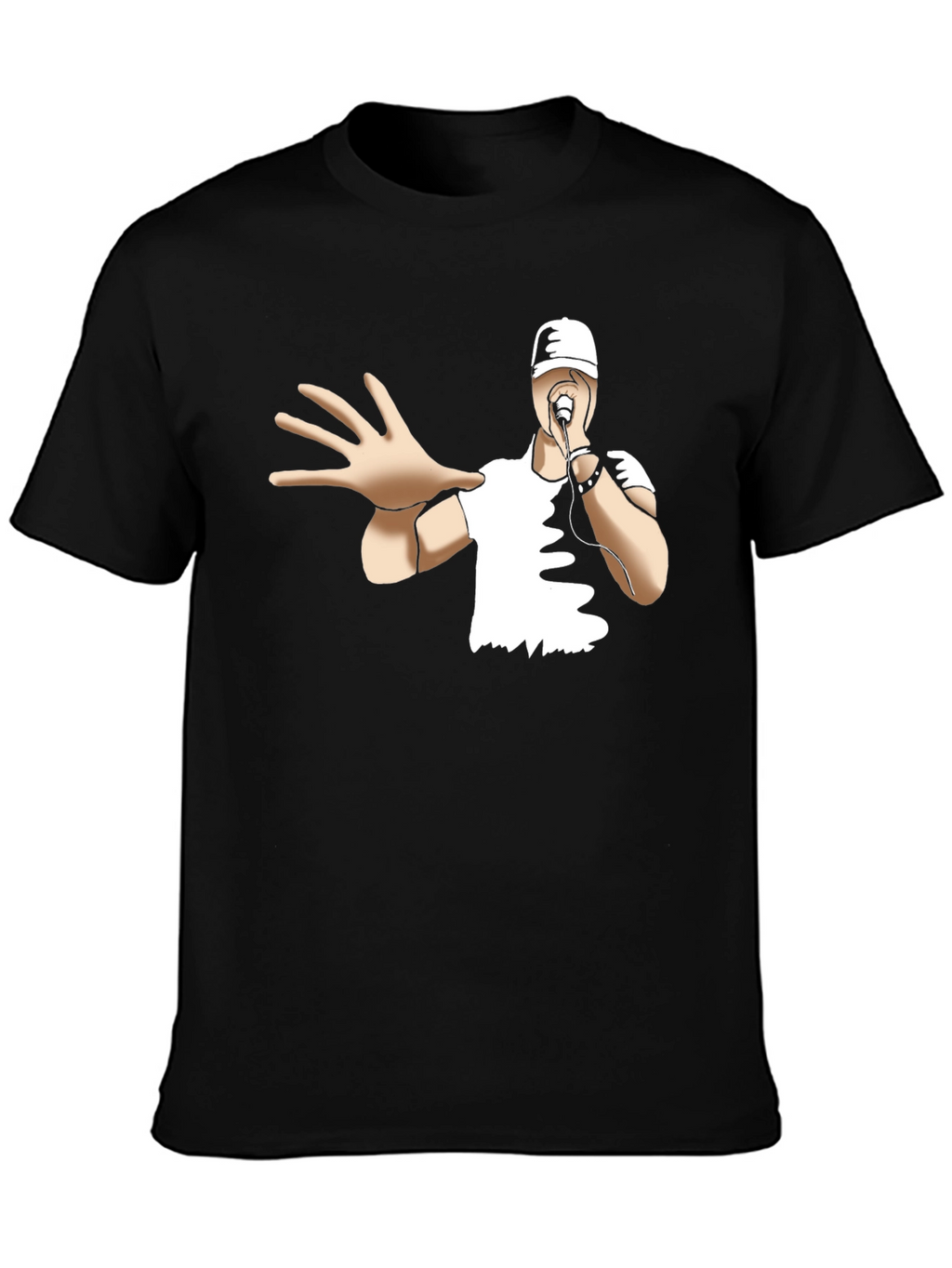Cool Cartoon Rapper Black T-Shirt