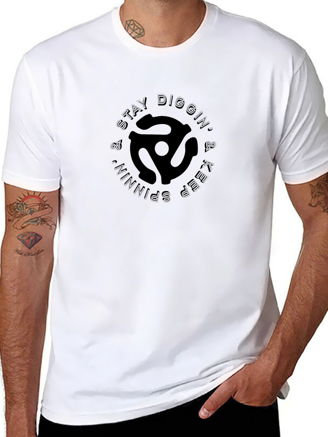 Stay Diggin & Keep Spinning Black T-Shirt