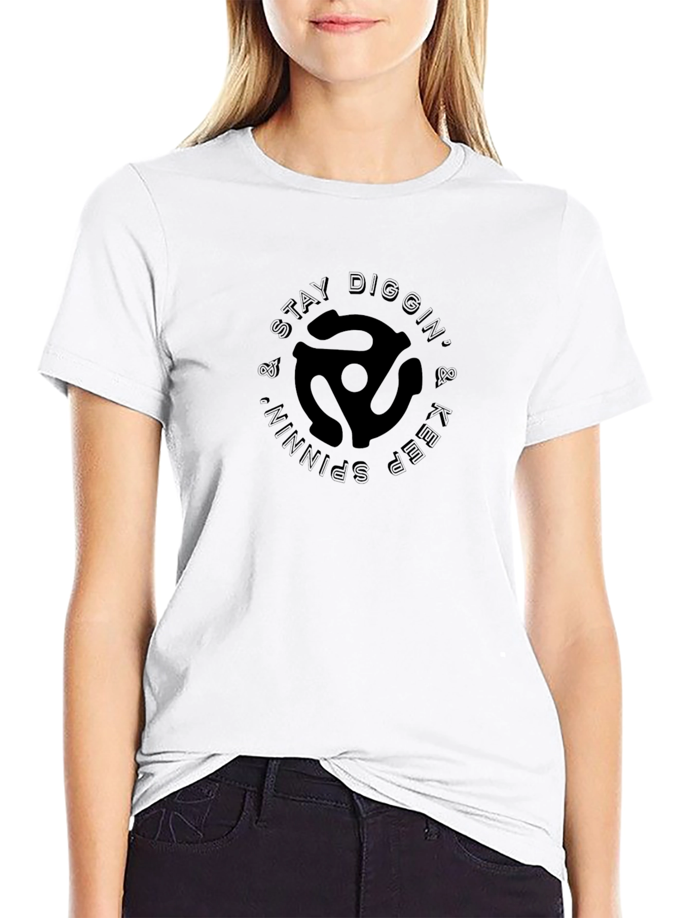 Stay Diggin & Keep Spinning Black T-Shirt