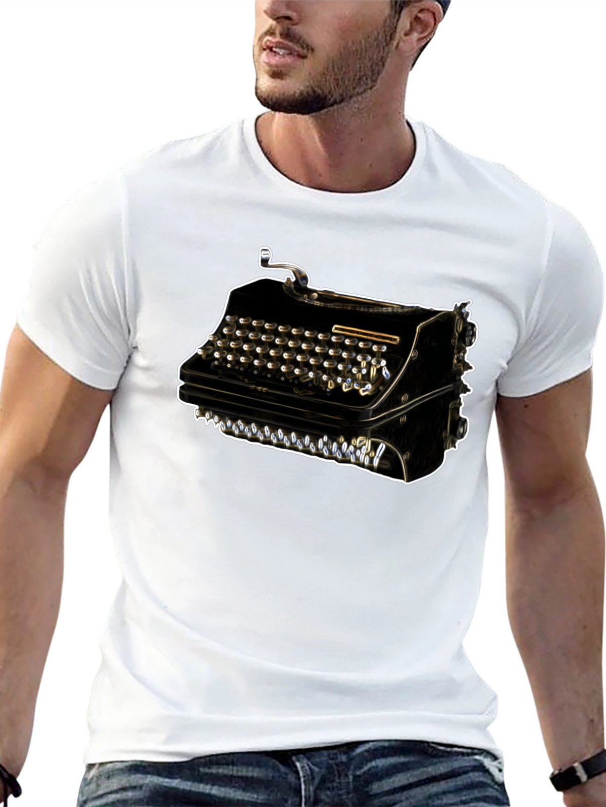 Vintage Typewriter Graphic Tee - Retro Style