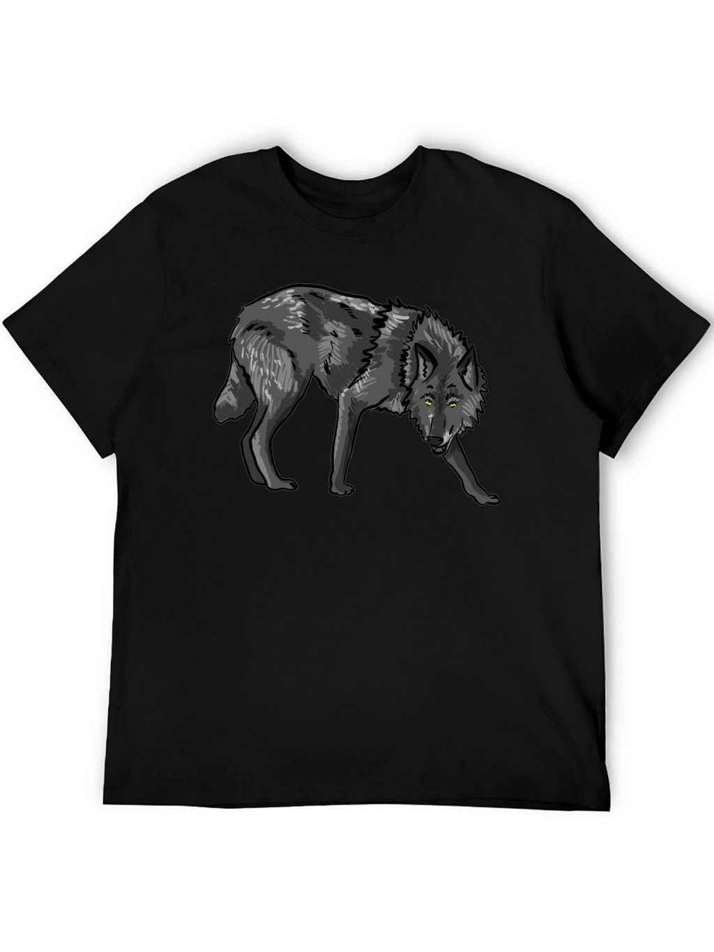 Mens Black Wolf Graphic T-Shirt
