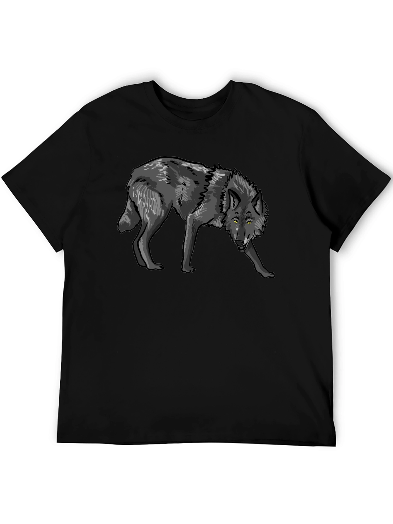 Mens Black Wolf Graphic T-Shirt