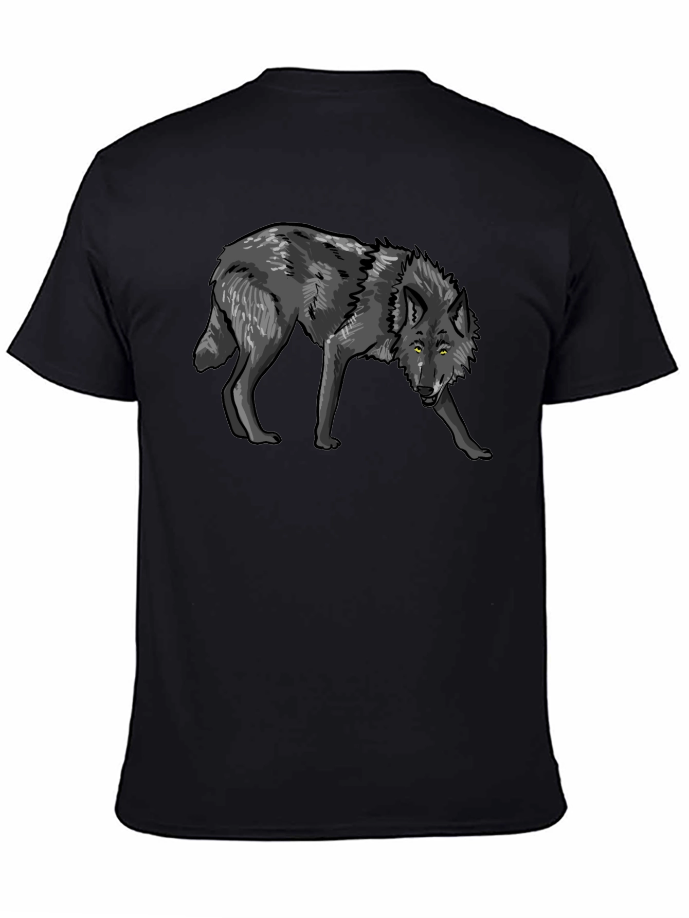 Mens Black Wolf Graphic T-Shirt
