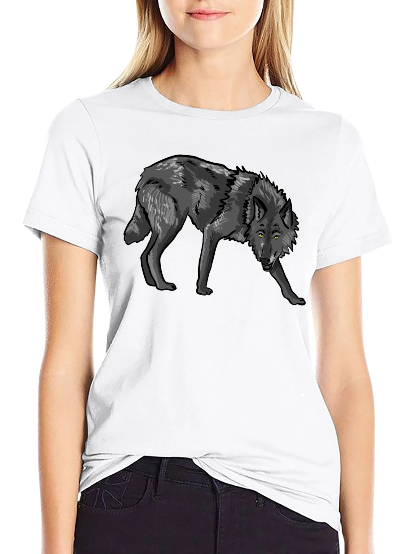 Mens Black Wolf Graphic T-Shirt