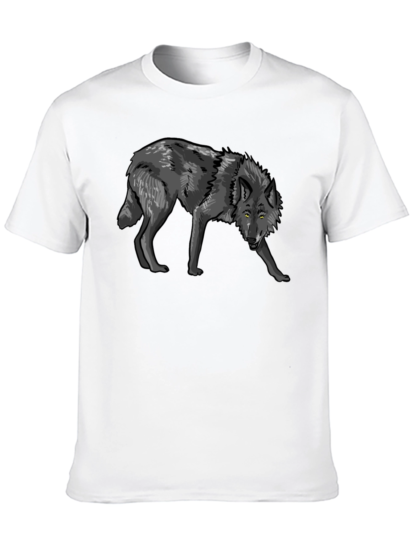 Mens Black Wolf Graphic T-Shirt