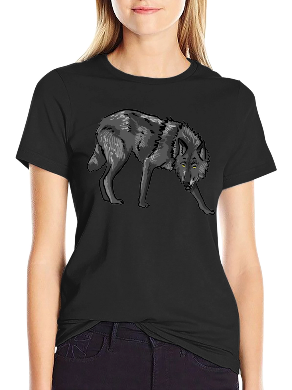 Mens Black Wolf Graphic T-Shirt