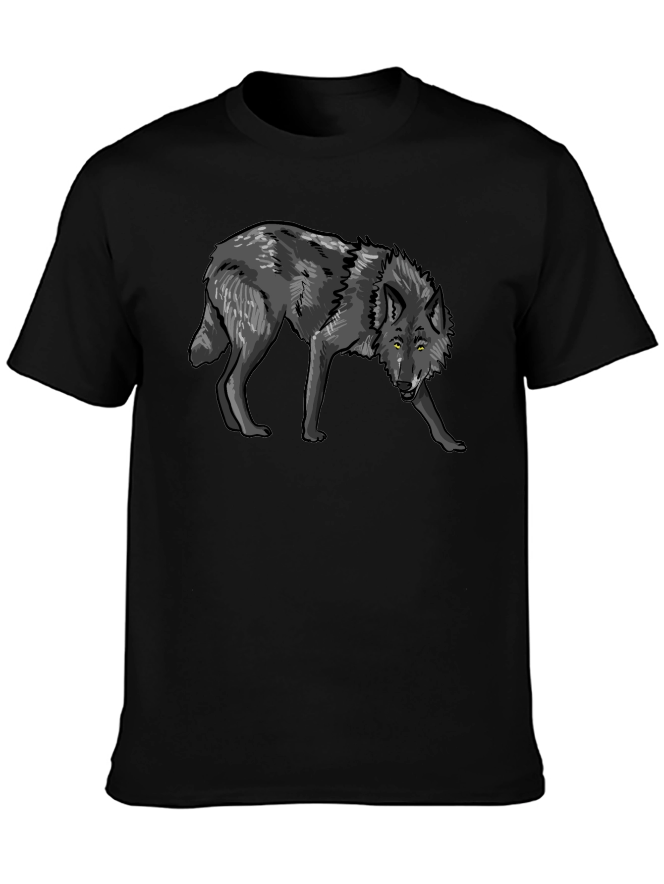 Mens Black Wolf Graphic T-Shirt