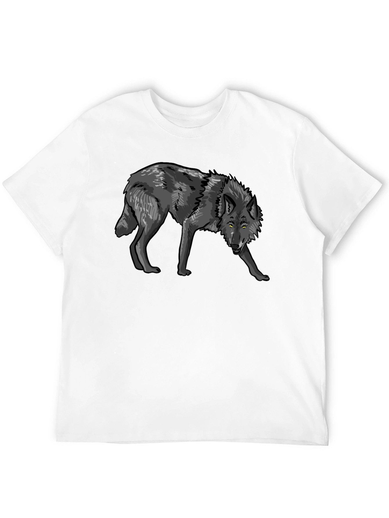 Mens Black Wolf Graphic T-Shirt