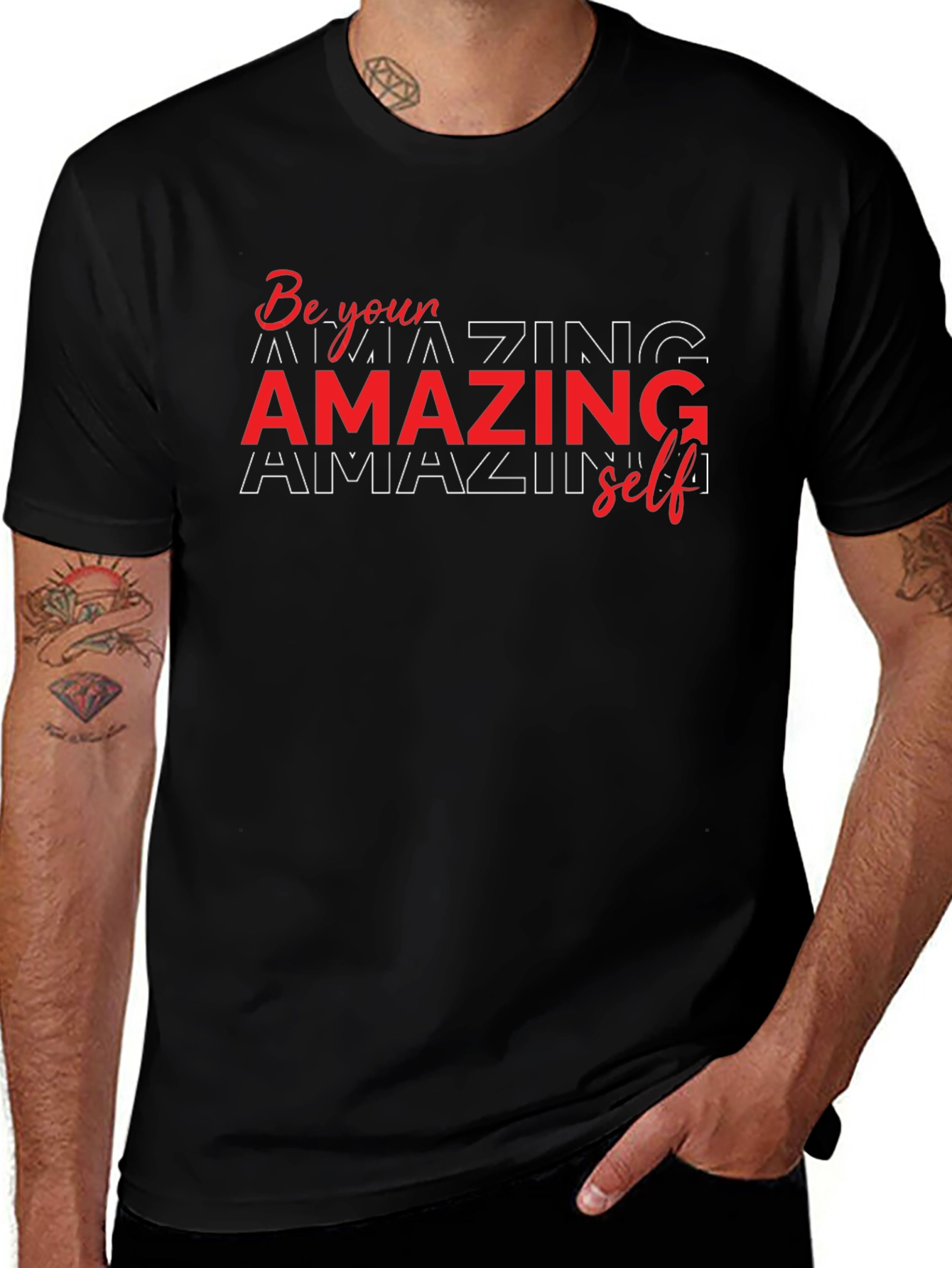 Amazing Self Graphic Tee - Black Cotton T-Shirt