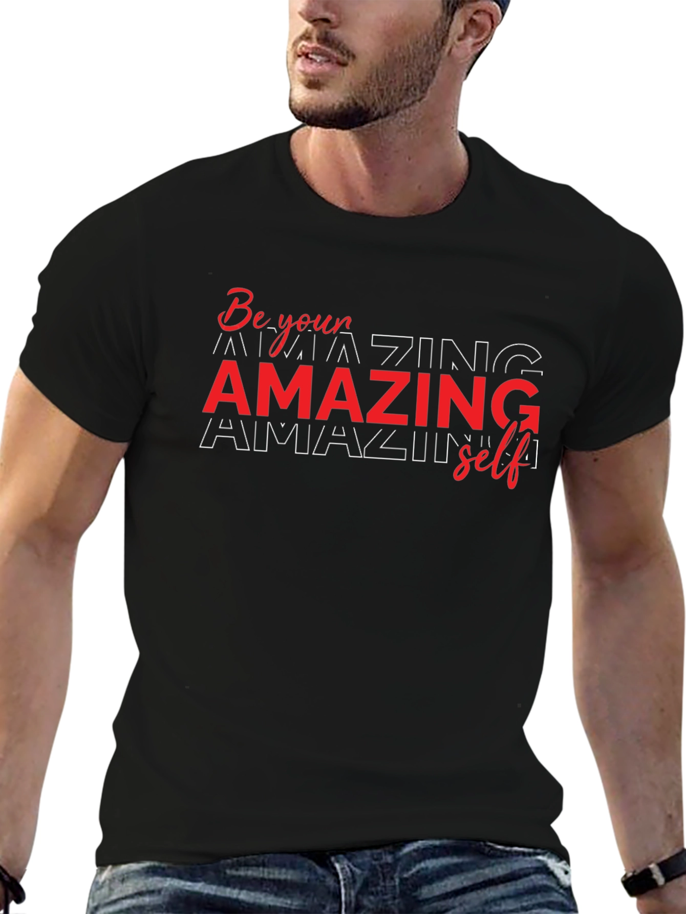 Amazing Self Graphic Tee - Black Cotton T-Shirt