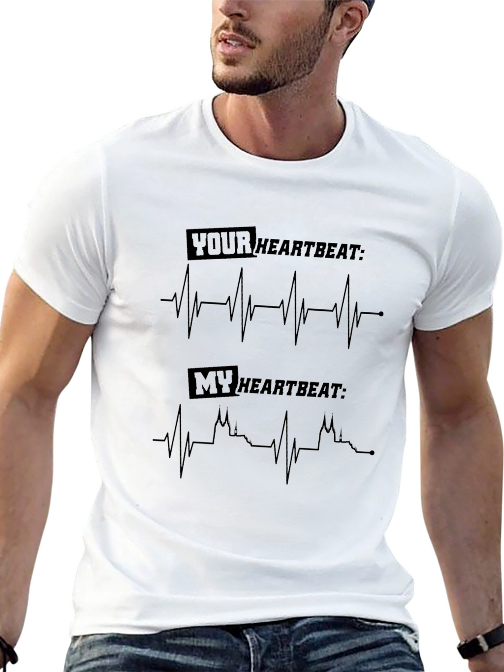 Your Heartbeat My Heartbeat Skyline Graphic Tee