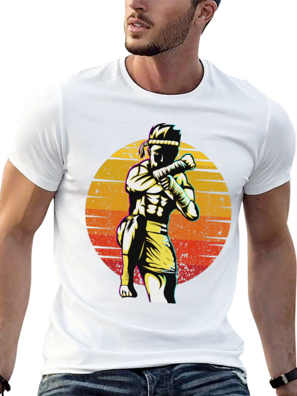 Muay Thai Sunset Graphic T-Shirt - Martial Arts Apparel