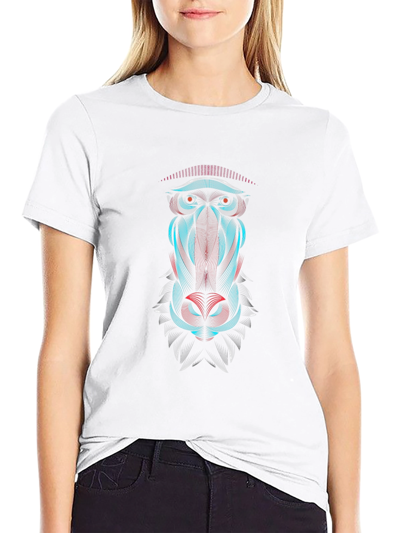 Abstract Baboon Graphic Tee - Cool Animal Design