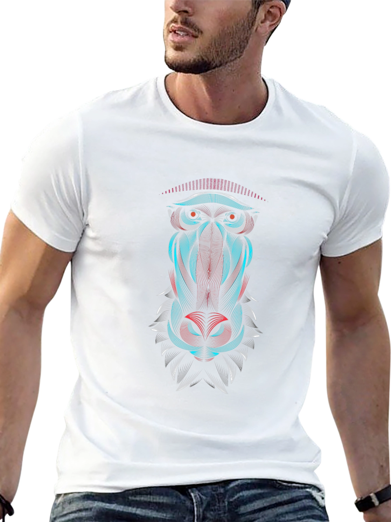 Abstract Baboon Graphic Tee - Cool Animal Design