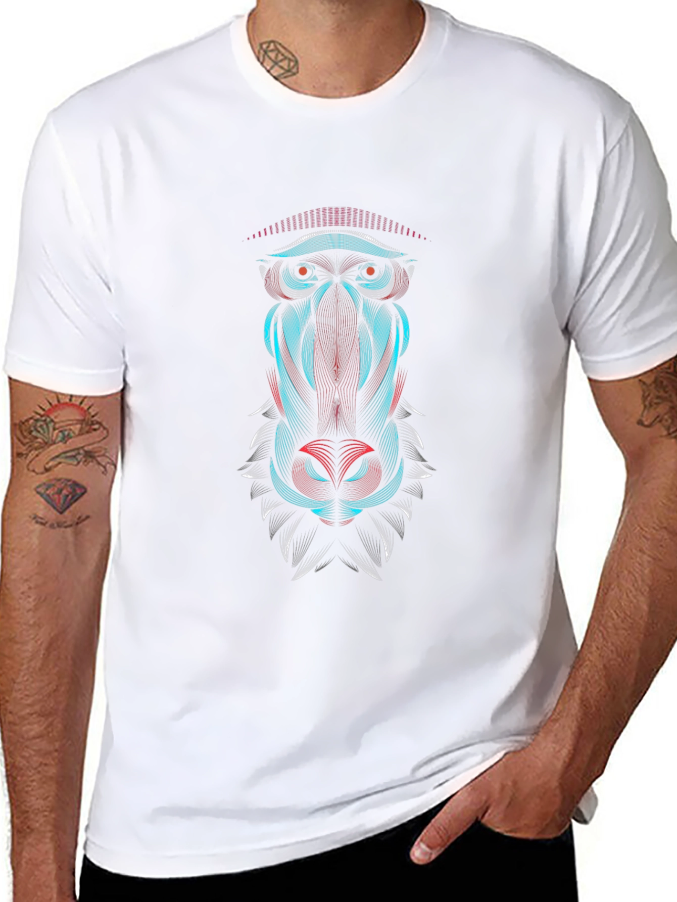 Abstract Baboon Graphic Tee - Cool Animal Design