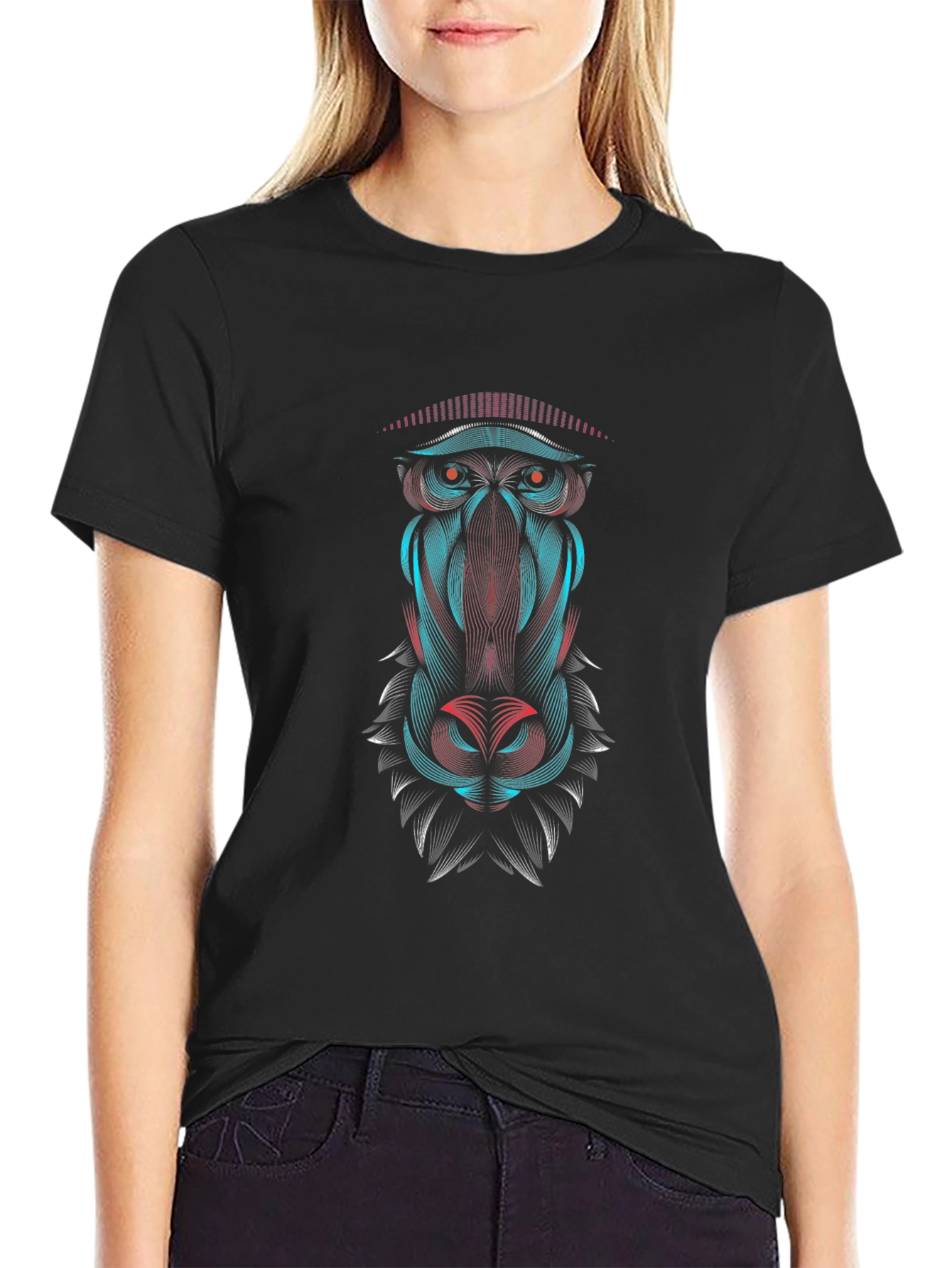 Abstract Baboon Graphic Tee - Cool Animal Design