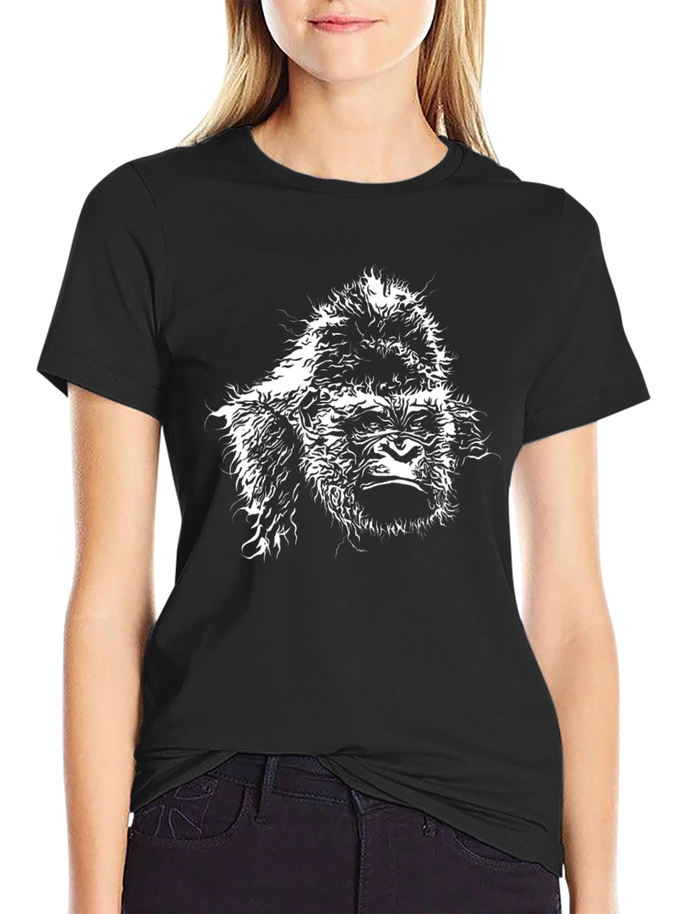 Gorilla Graphic Tee - Black Cotton T-Shirt