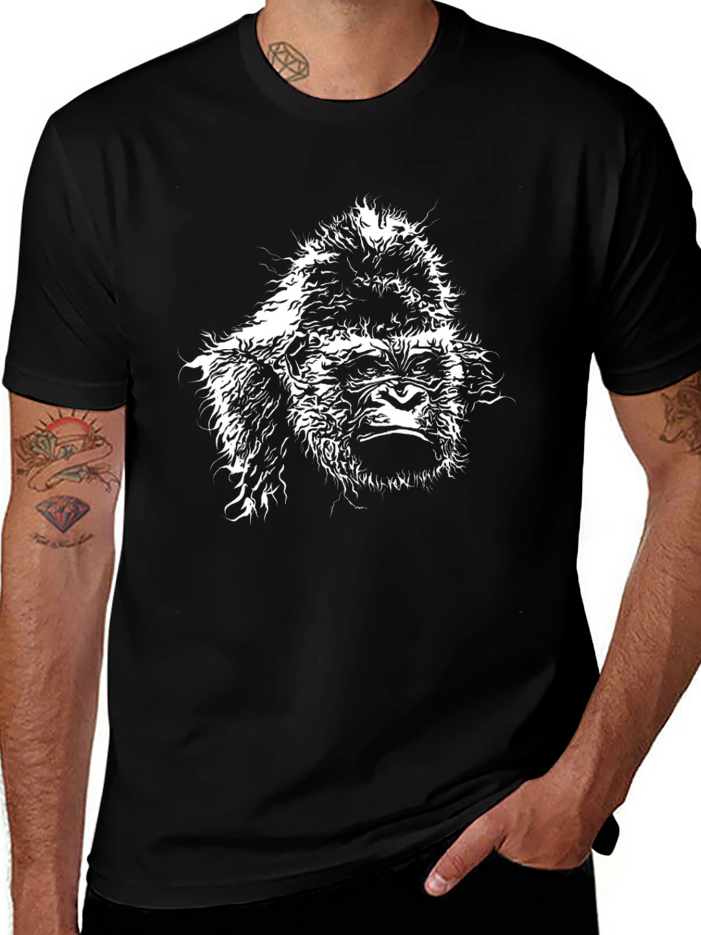 Gorilla Graphic Tee - Black Cotton T-Shirt