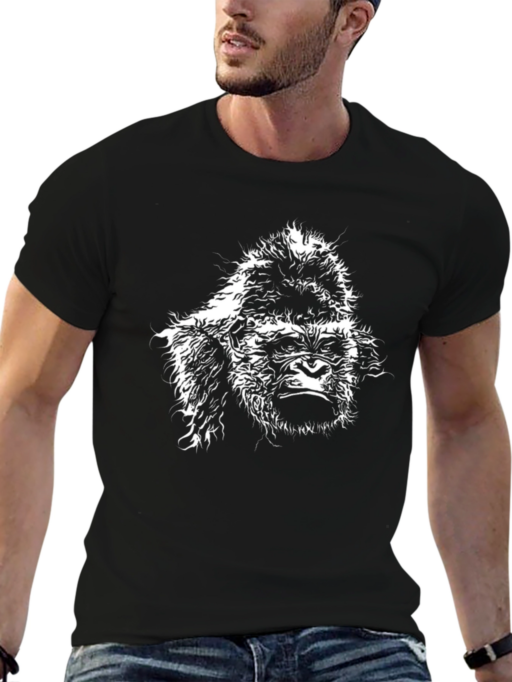 Gorilla Graphic Tee - Black Cotton T-Shirt