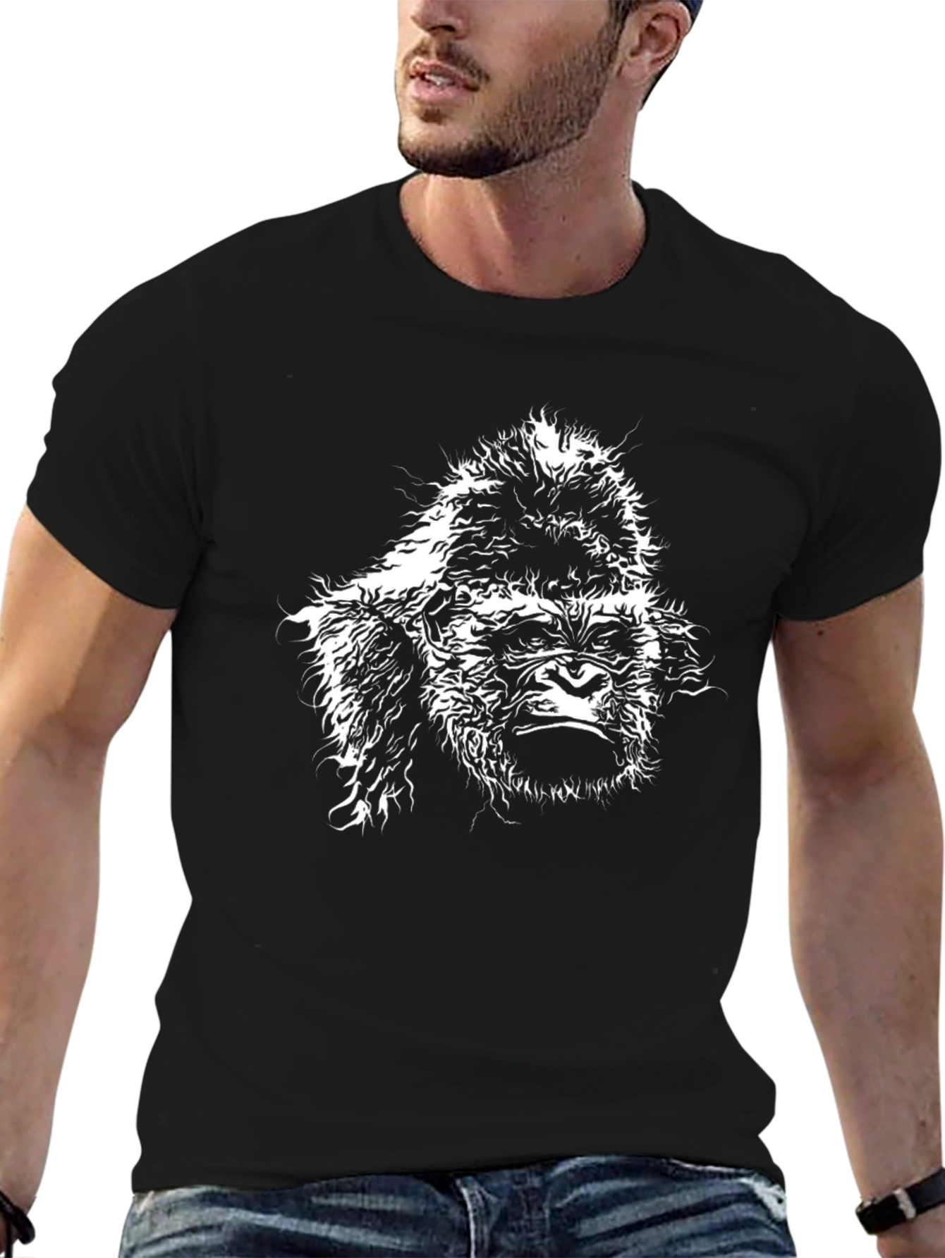 Gorilla Graphic Tee - Black Cotton T-Shirt