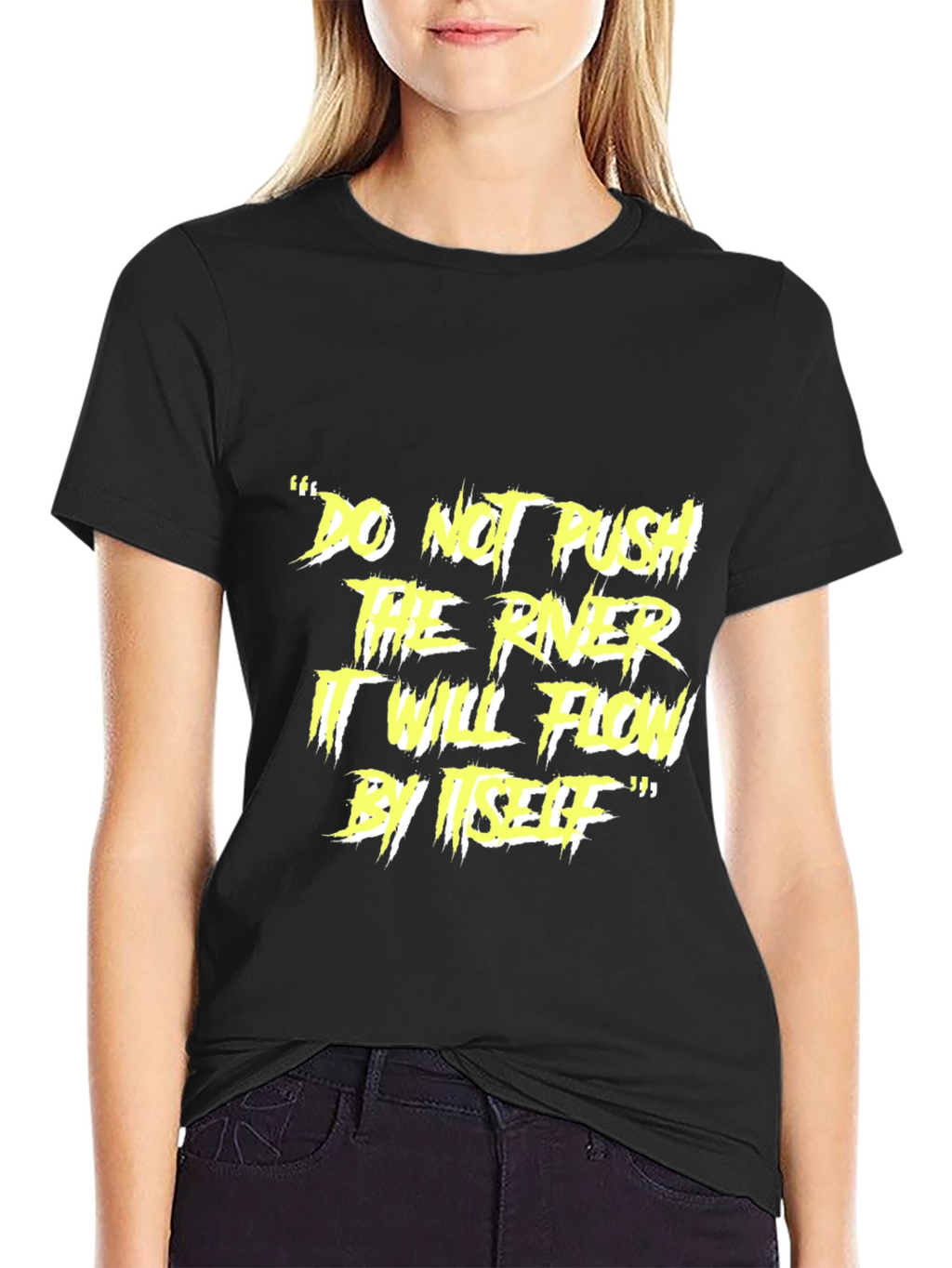 Motivational River Flow Black Graphic T-Shirt