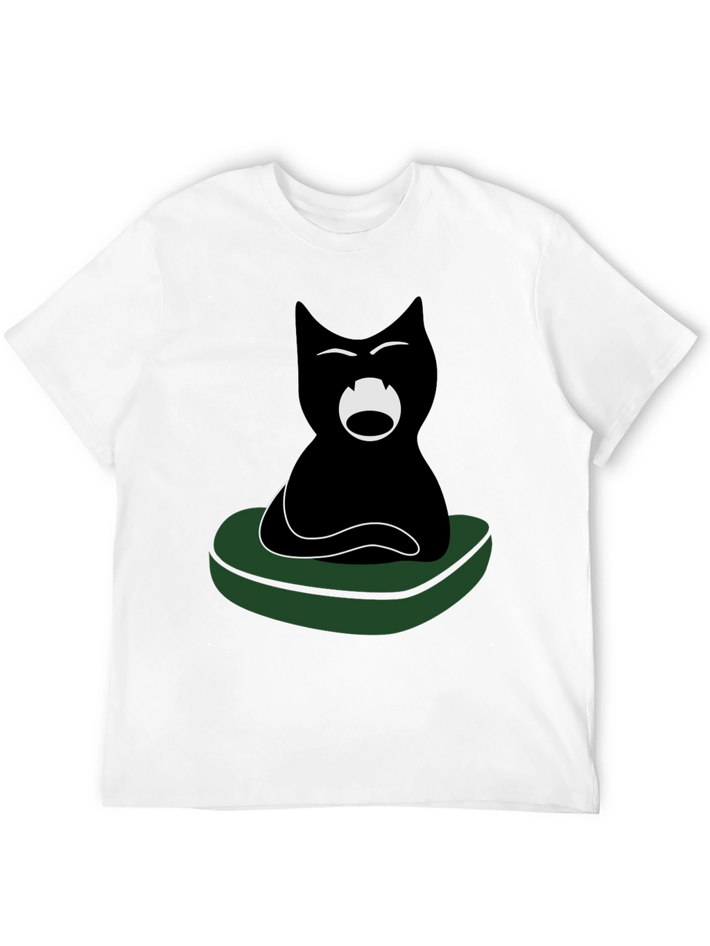 Black Cat on Green Cushion Graphic Tee