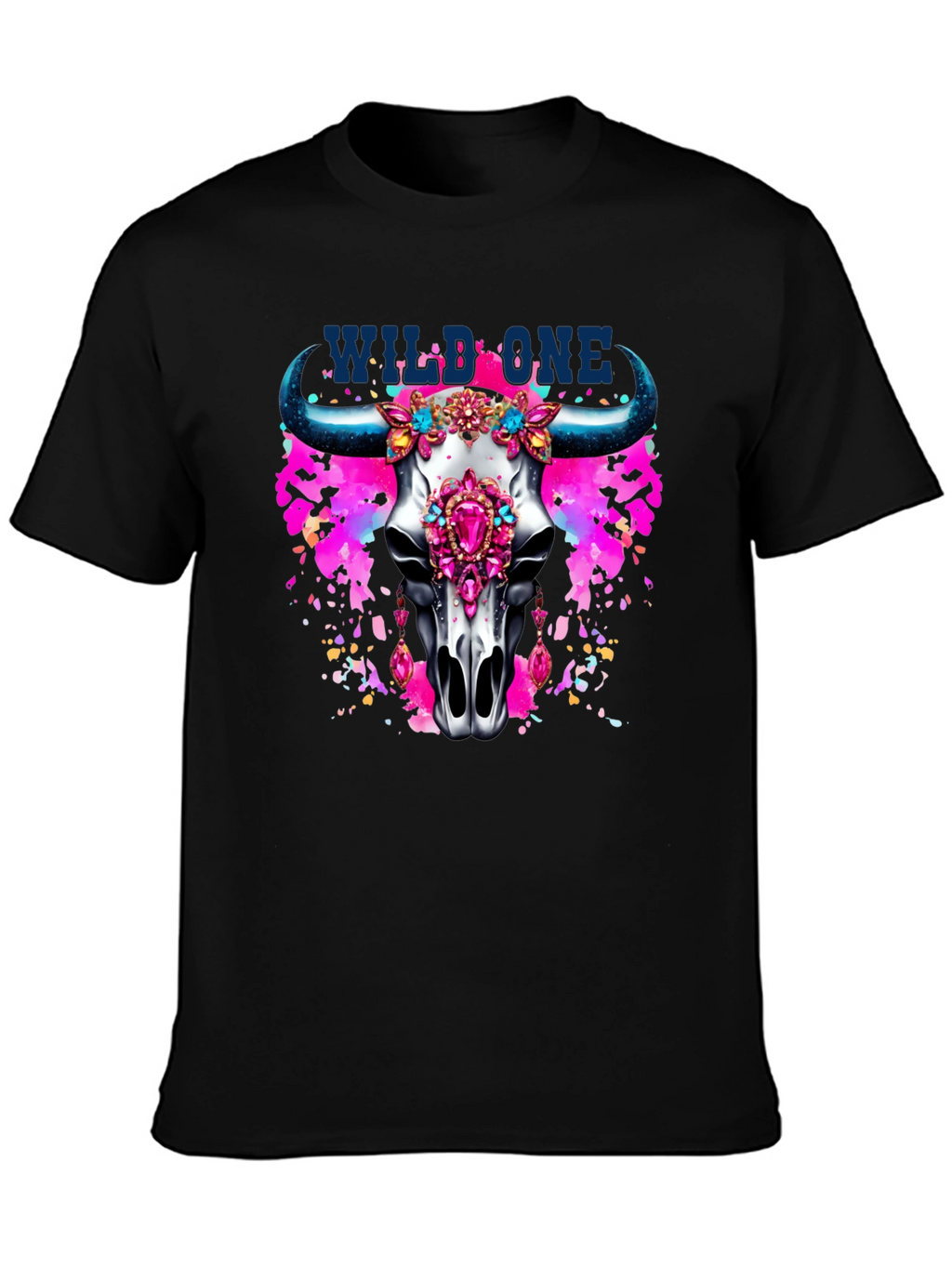 Wild One Bull Skull Graphic T-Shirt