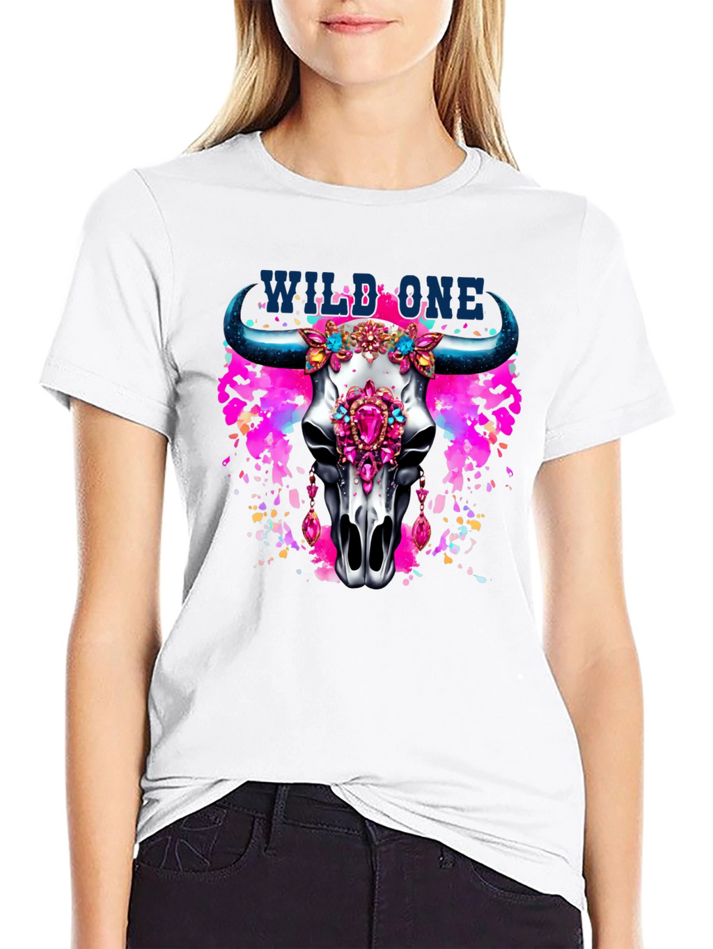 Wild One Bull Skull Graphic T-Shirt