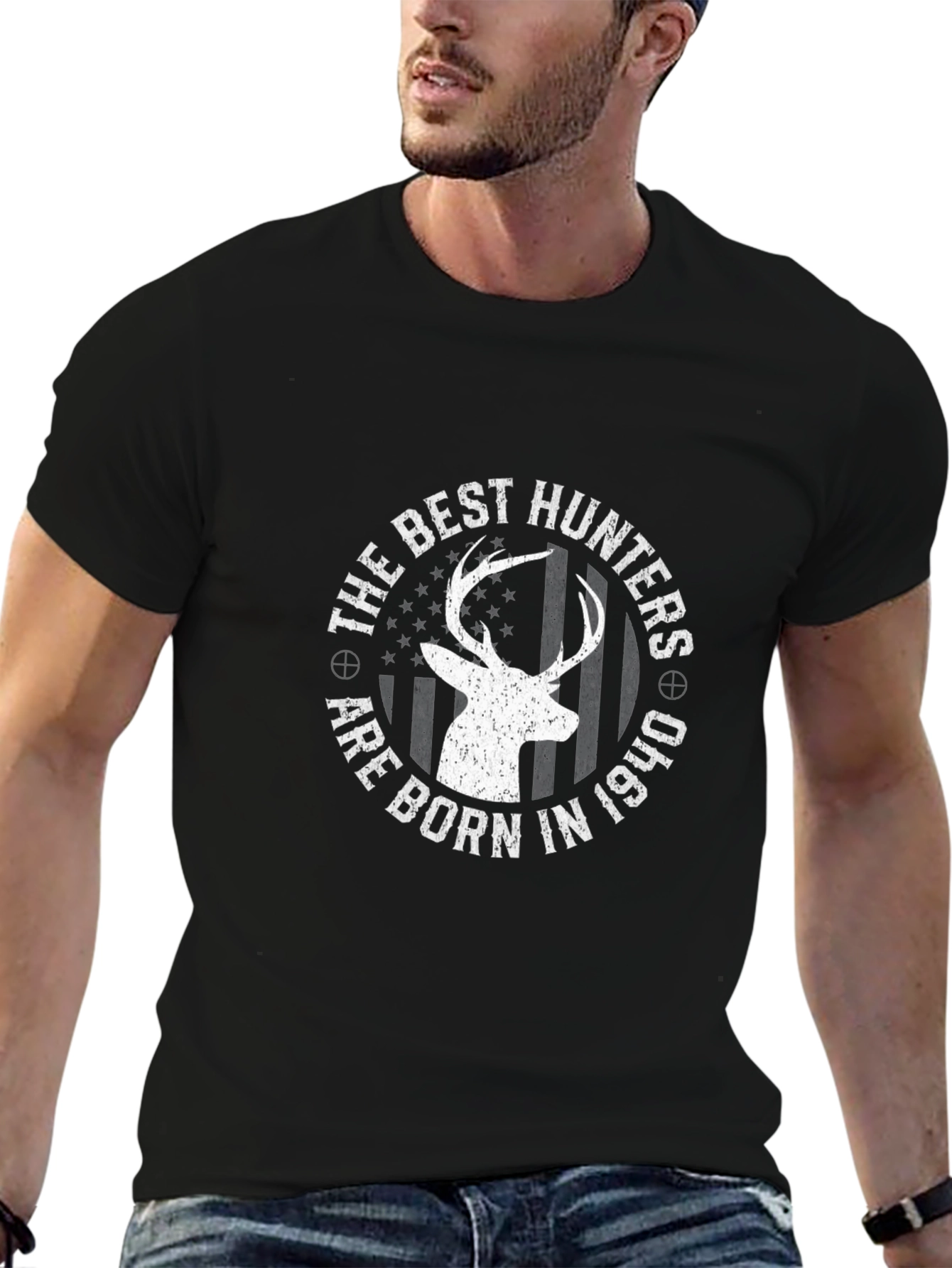 Best Hunters Born in 1940 Graphic Tee - Black Cotton