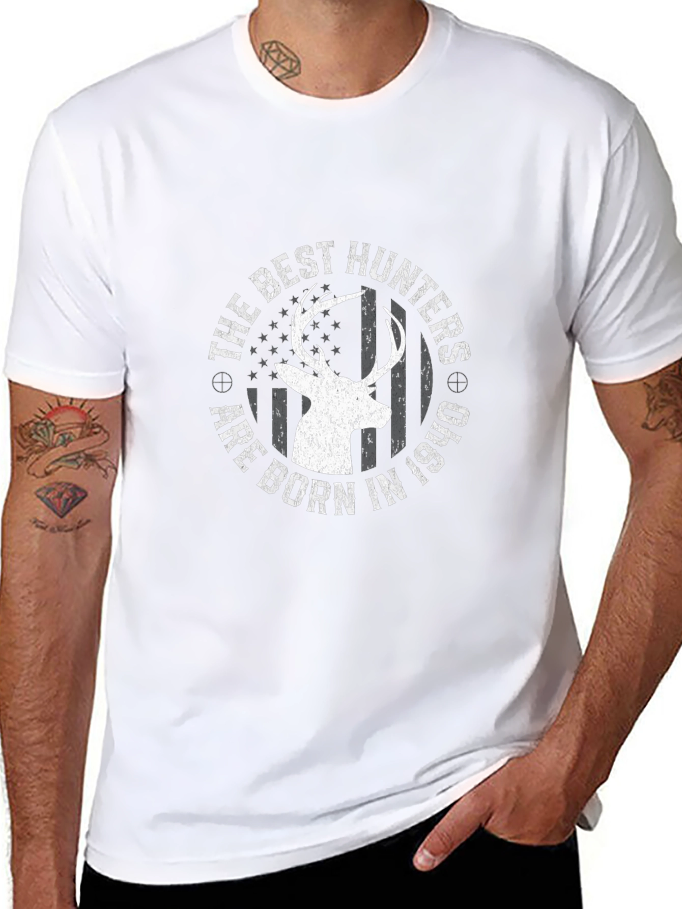 Best Hunters Born in 1940 Graphic Tee - Black Cotton