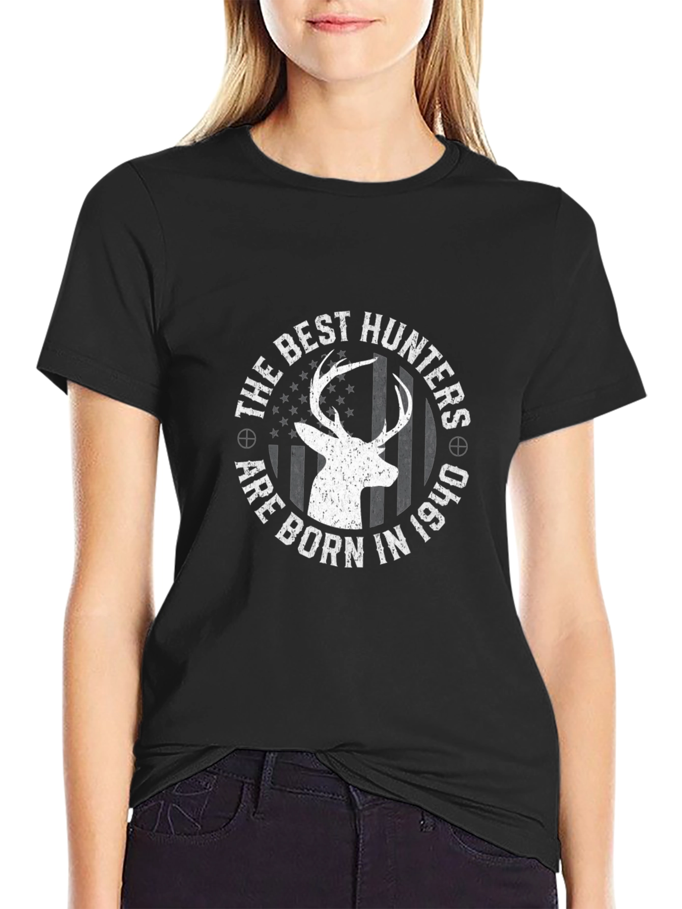 Best Hunters Born in 1940 Graphic Tee - Black Cotton