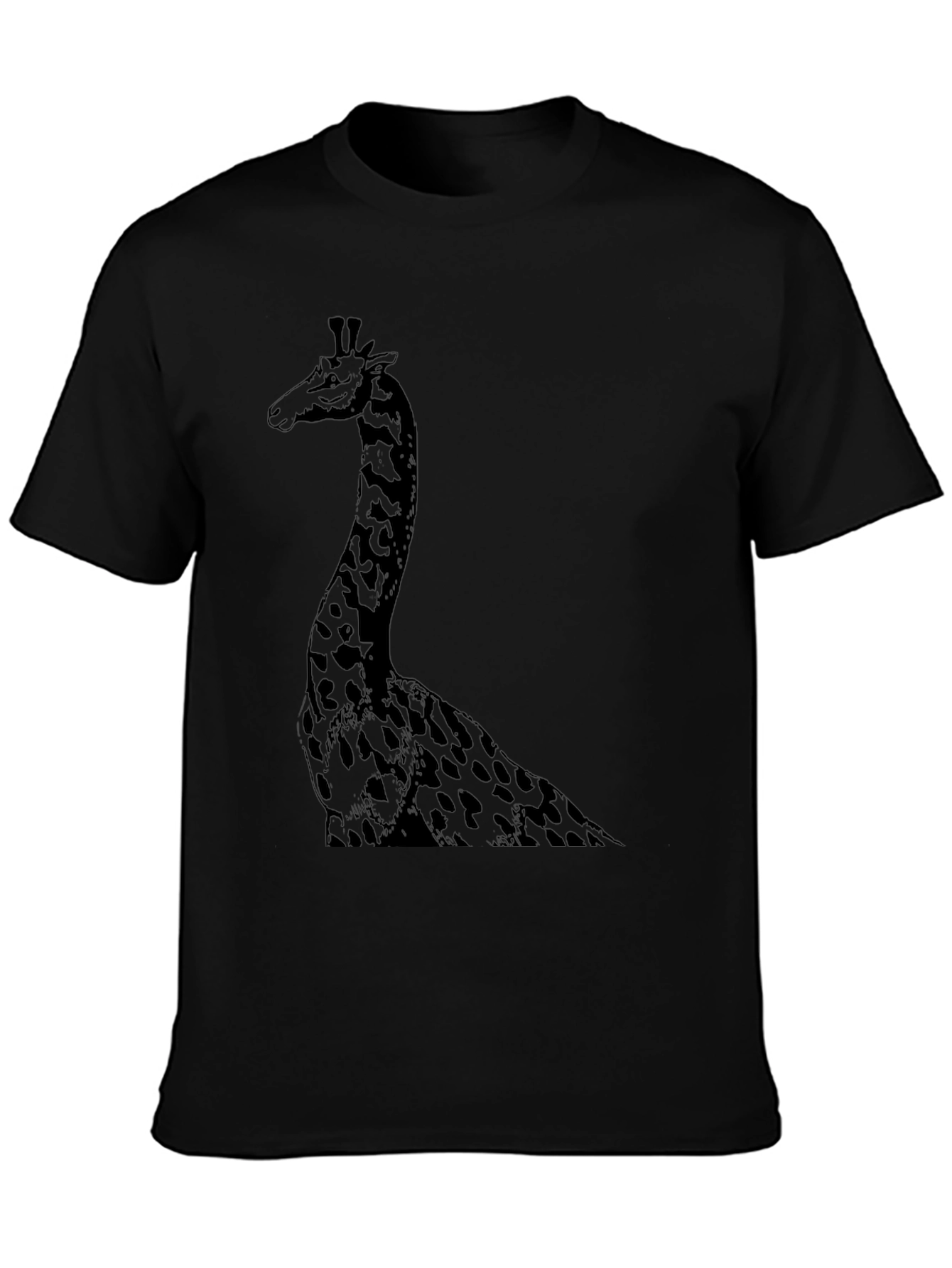 Giraffe Graphic Tee - Mens Black Cotton T-Shirt