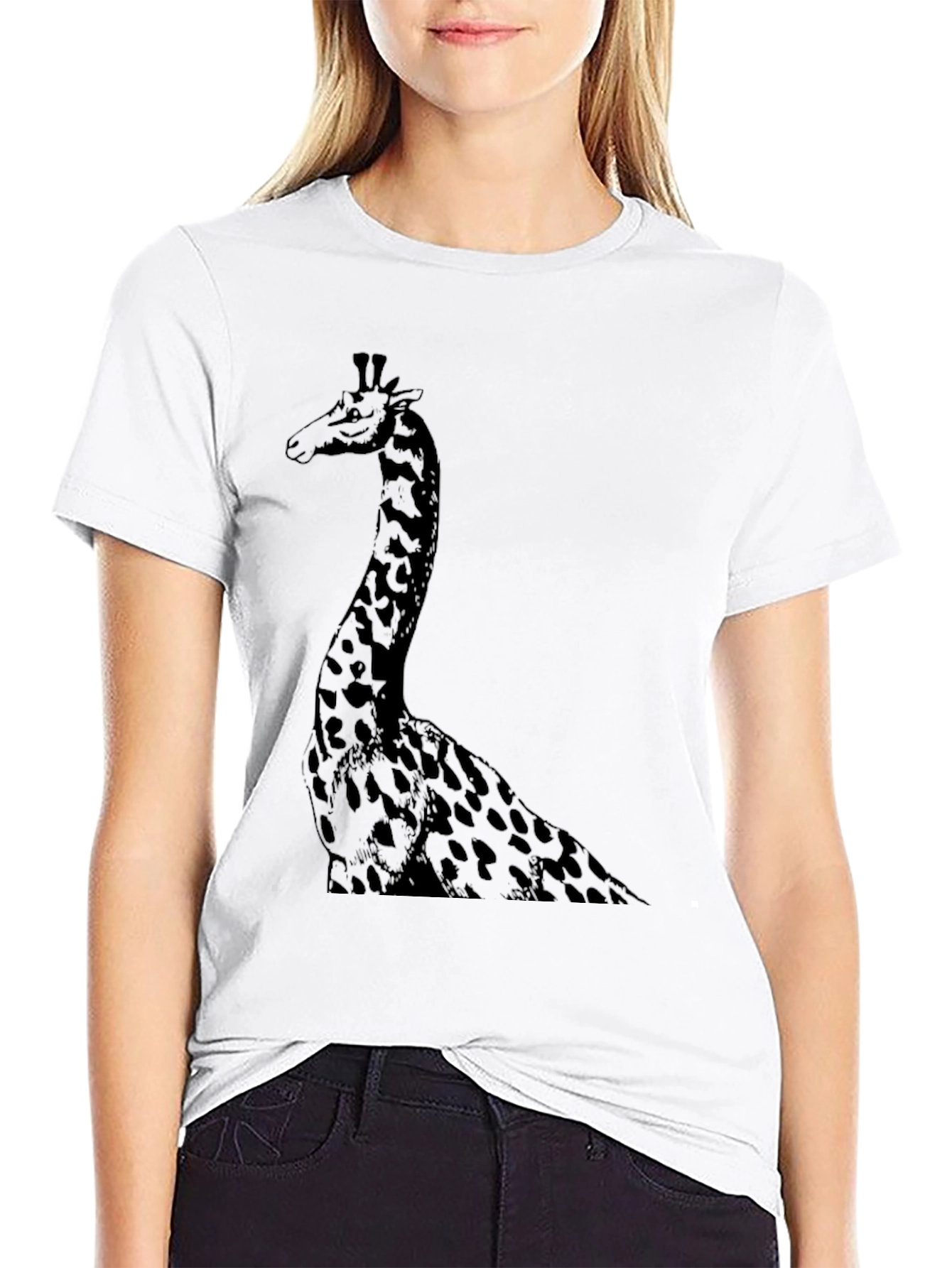 Giraffe Graphic Tee - Mens Black Cotton T-Shirt