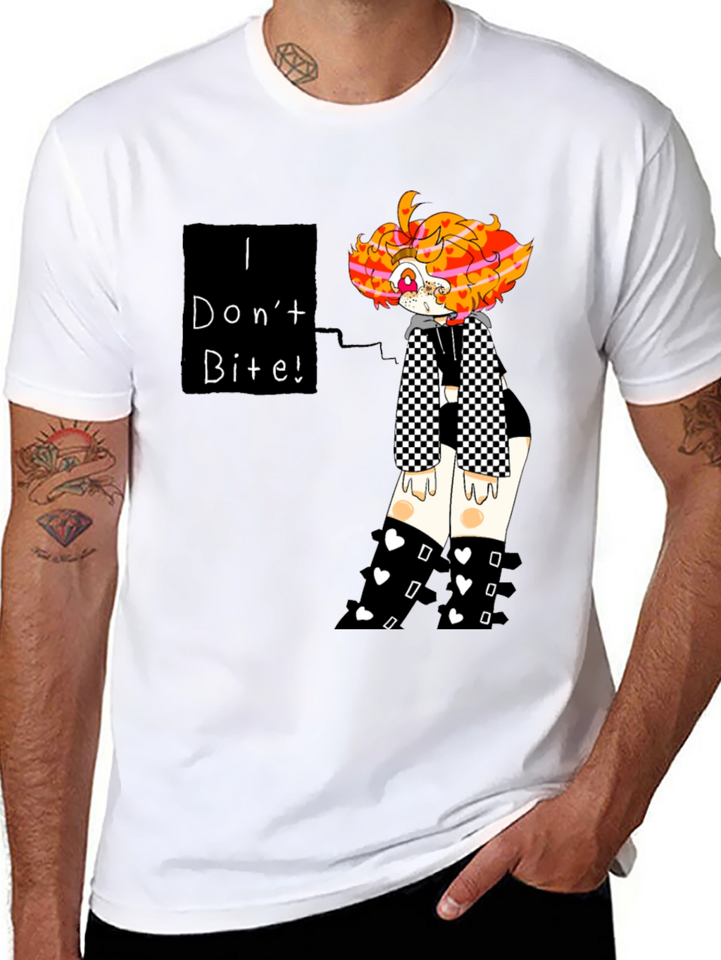 I Dont Bite! Black T-Shirt Graphic Tee Novelty