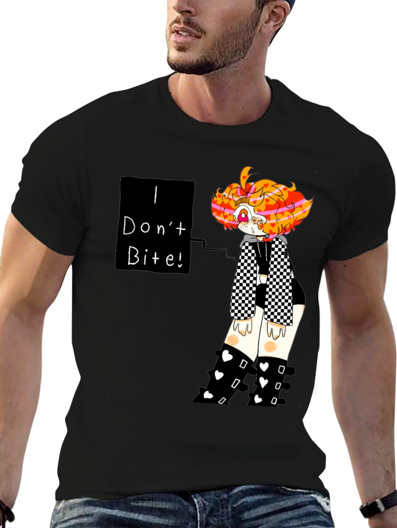 I Dont Bite! Black T-Shirt Graphic Tee Novelty