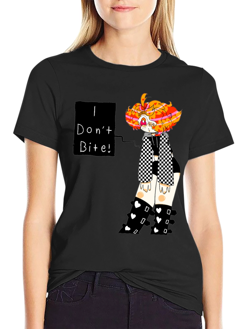 I Dont Bite! Black T-Shirt Graphic Tee Novelty